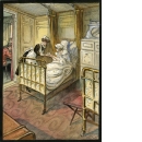 Akvarellmålning, sovrum i 1:a klass hytt