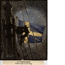 Akvarellmålning svenska flaggan i sökljuset