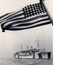 GRIPSHOLM till sjöss med amerikanska flaggan under andra världskriget